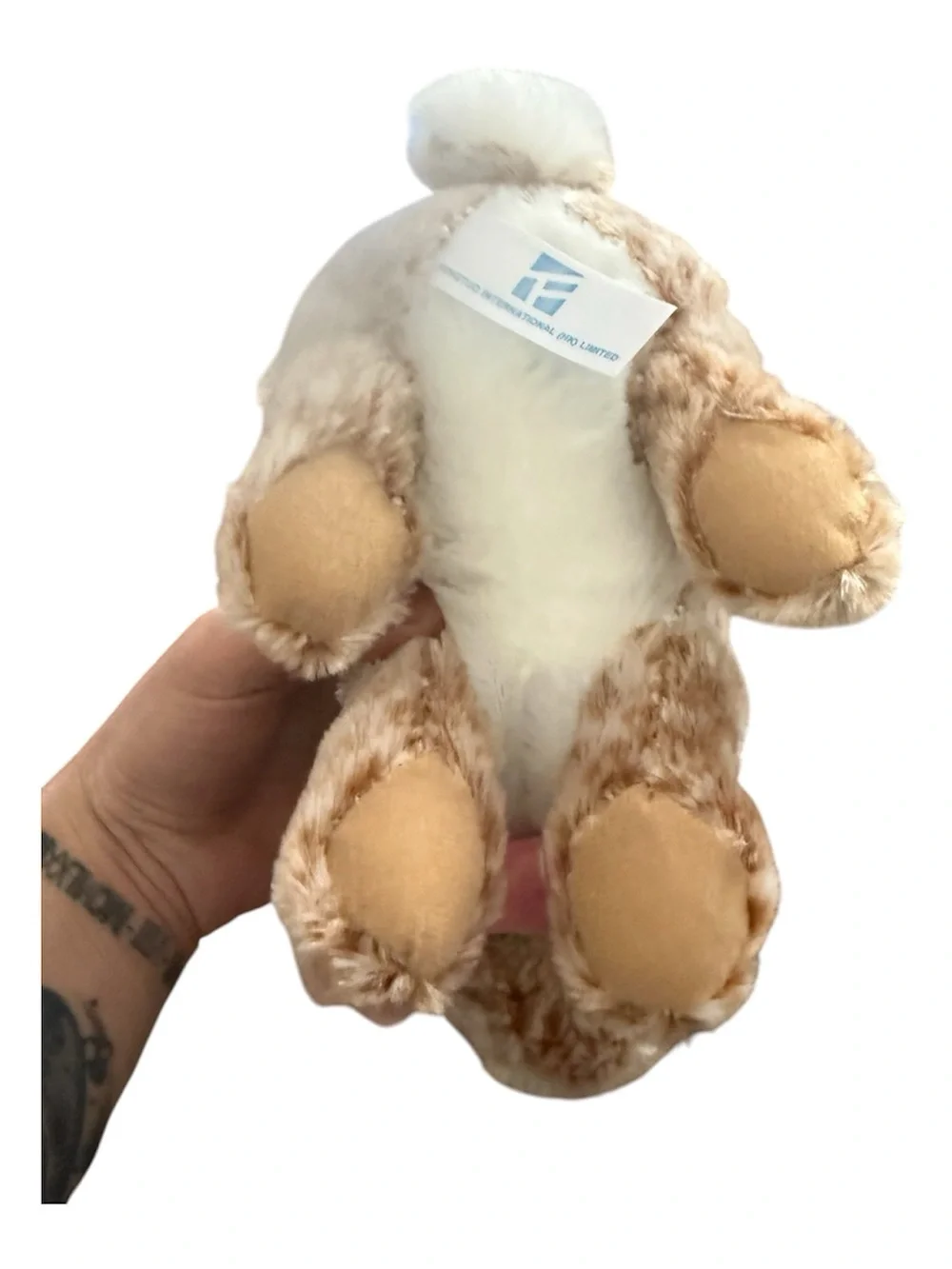 Happy Easter Crouching Bunny Plush with Pink Bow Stuffed Animal NWT